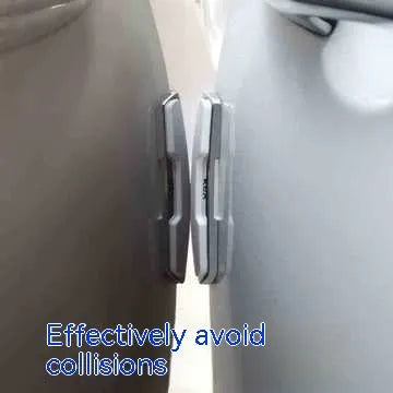 Black plastic silicone car door bumper strips measuring 9.5cm by 2cm in four-piece protective set