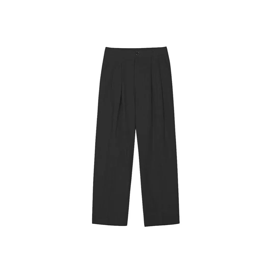 Men's Korean style cotton linen trousers in apricot, army green, and purplish blue colours