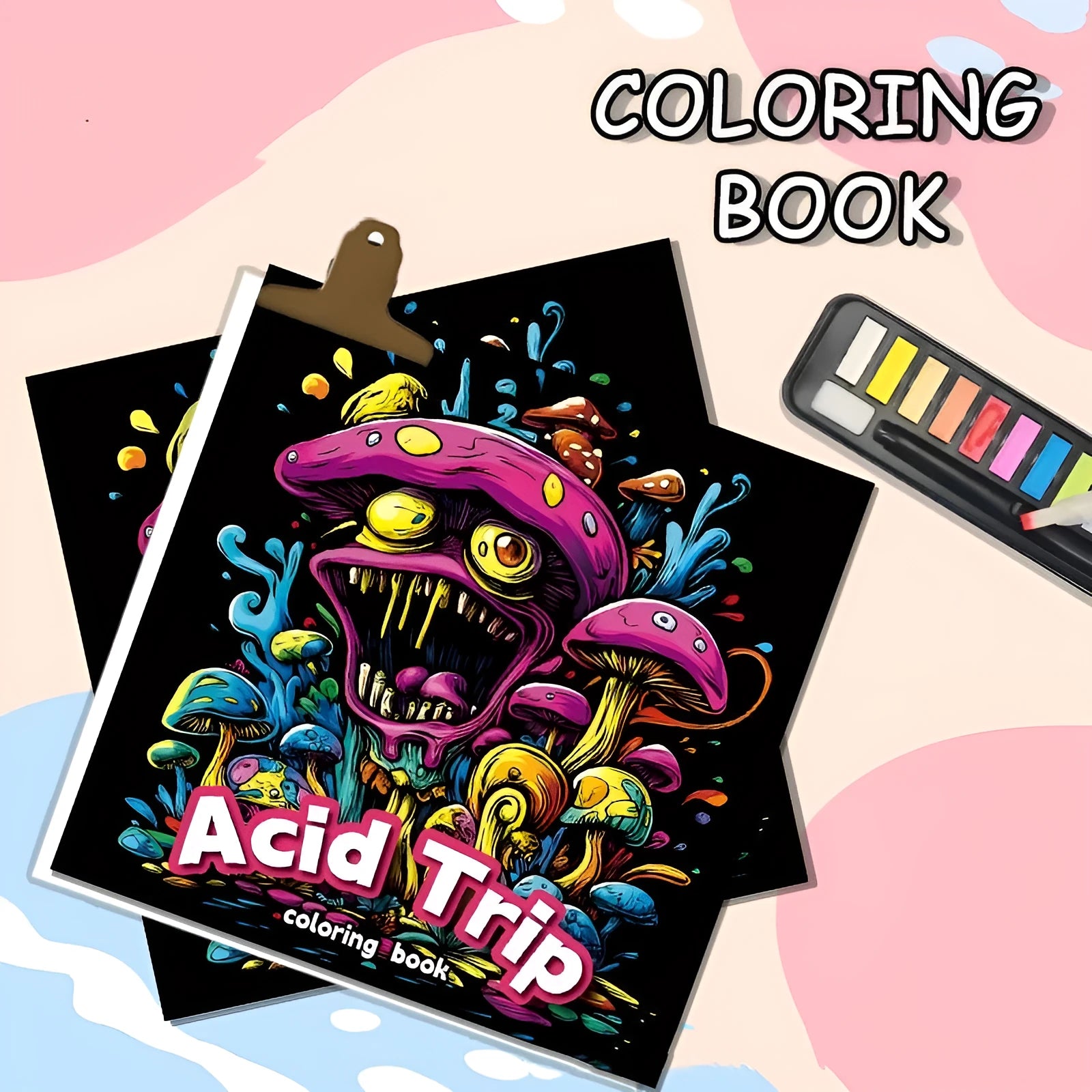 Acid tour colour painting book showing 200mm length paper sketchbook for drawing