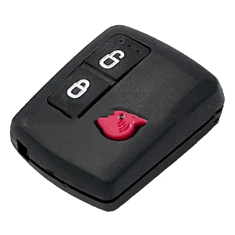 Ford car remote control key replacement shell made from black ABS plastic, showing front and back views.