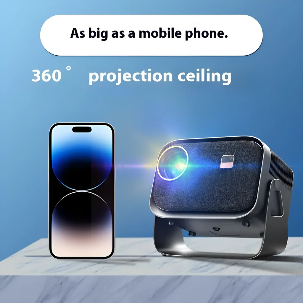 Portable 4K smart projector unit with Android connectivity for home cinema mobile phone screen projection