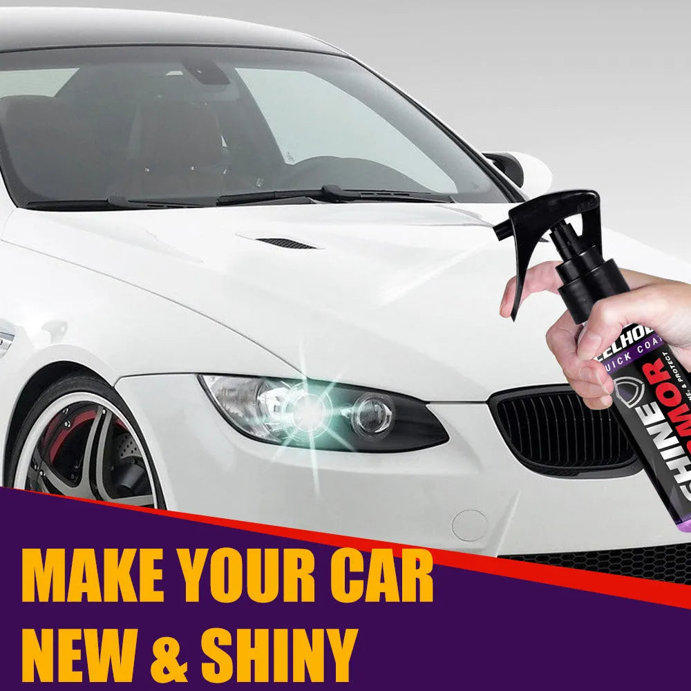 Purple car nano coating spray bottle with microplated crystal formula for exterior protection.