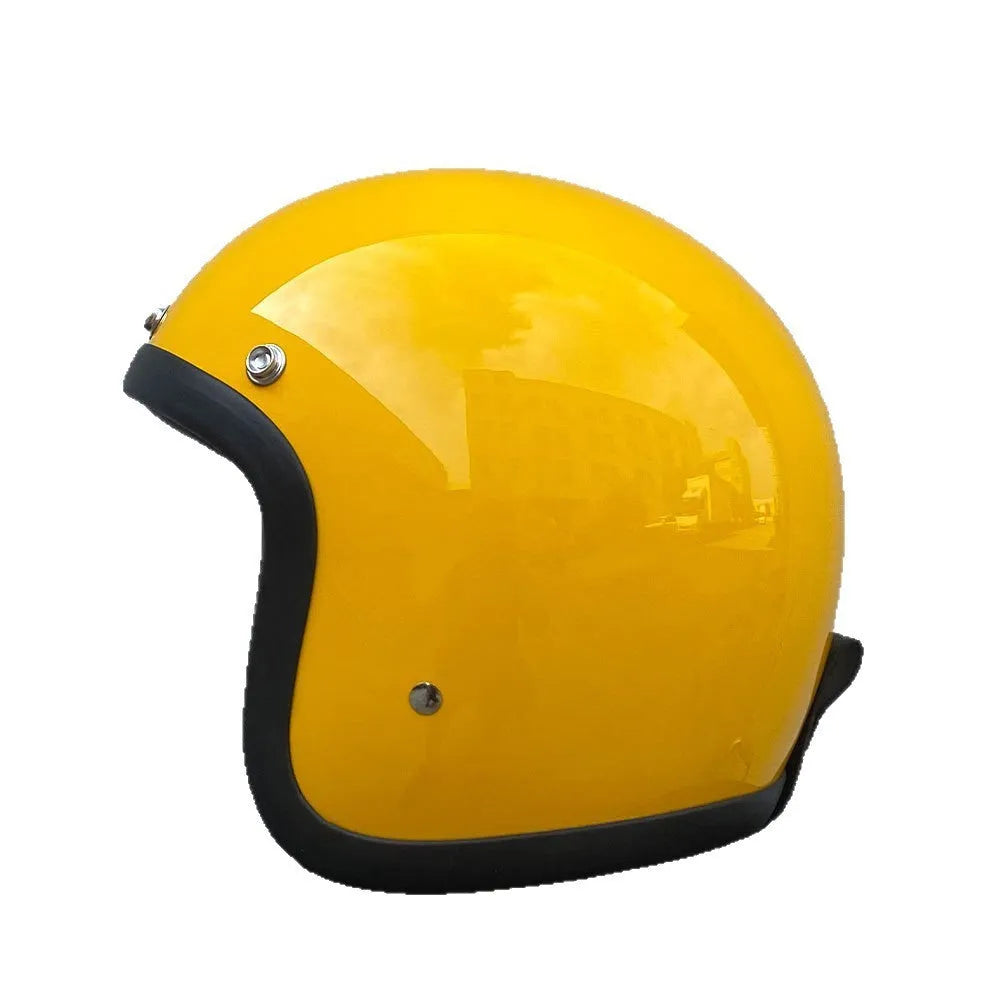 Retro-style fibreglass half helmet for motorcycle commuting in cement grey colour
