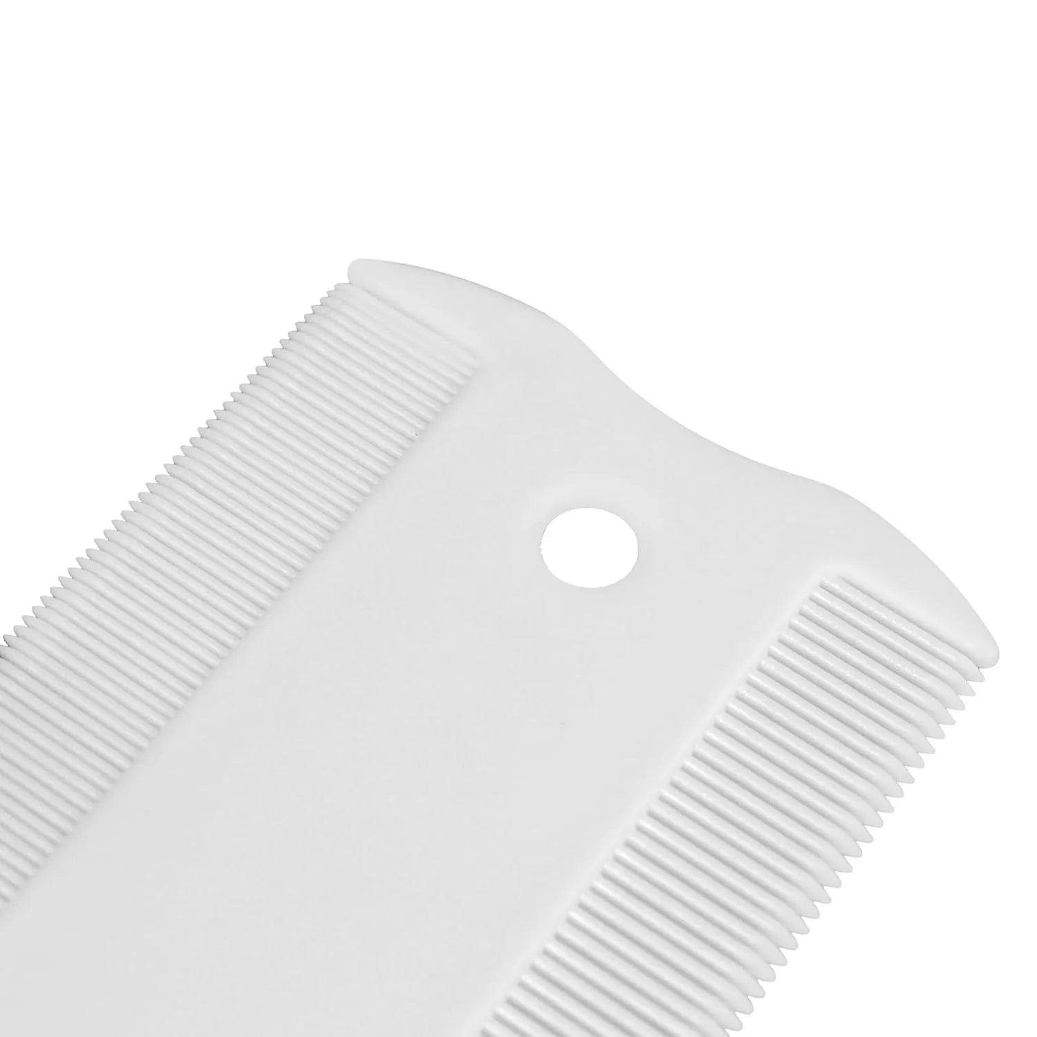 Double-sided plastic flea comb for pet grooming with fine teeth and 5cm length
