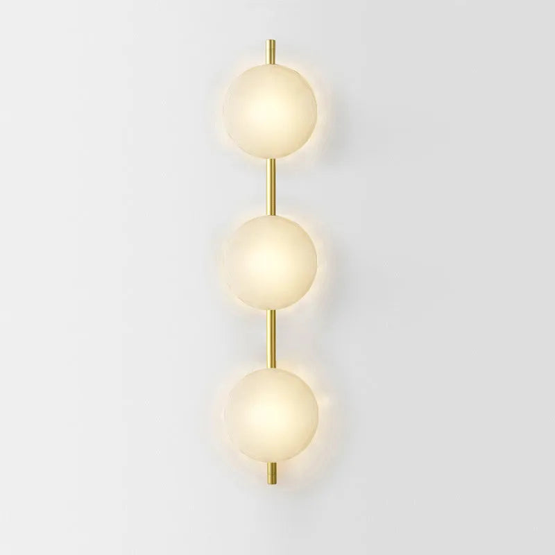 Bedside hotel glass art wall lamp with transparent frosted shade and iron frame