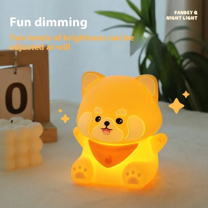 New Homehold Lesser Panda bedside lamp cartoon silicone night light on a table