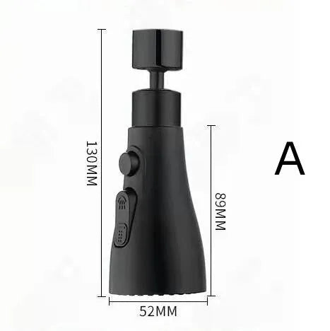 Universal pressurised kitchen faucet sprayer with rotating head and three water mode settings