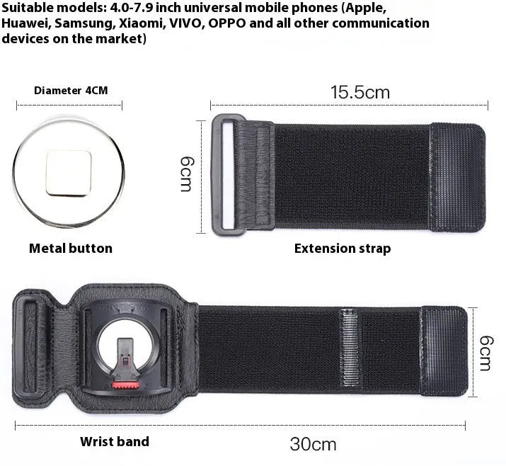 Waterproof mobile phone arm bag with adjustable strap worn on wrist, black colour, suitable for 4-7 inch smartphones