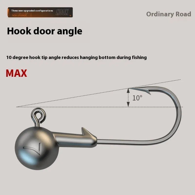 Set of 50 enhanced 7G steel jig hooks with a lead-headed hook for fishing tackle.