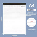 A4 tearable notebook with grid paper and wireless adhesive binding shown in available colour options
