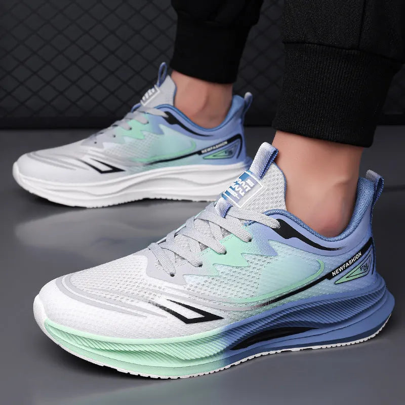 Men's black casual shoes with breathable mesh upper and rubber sole for summer wear