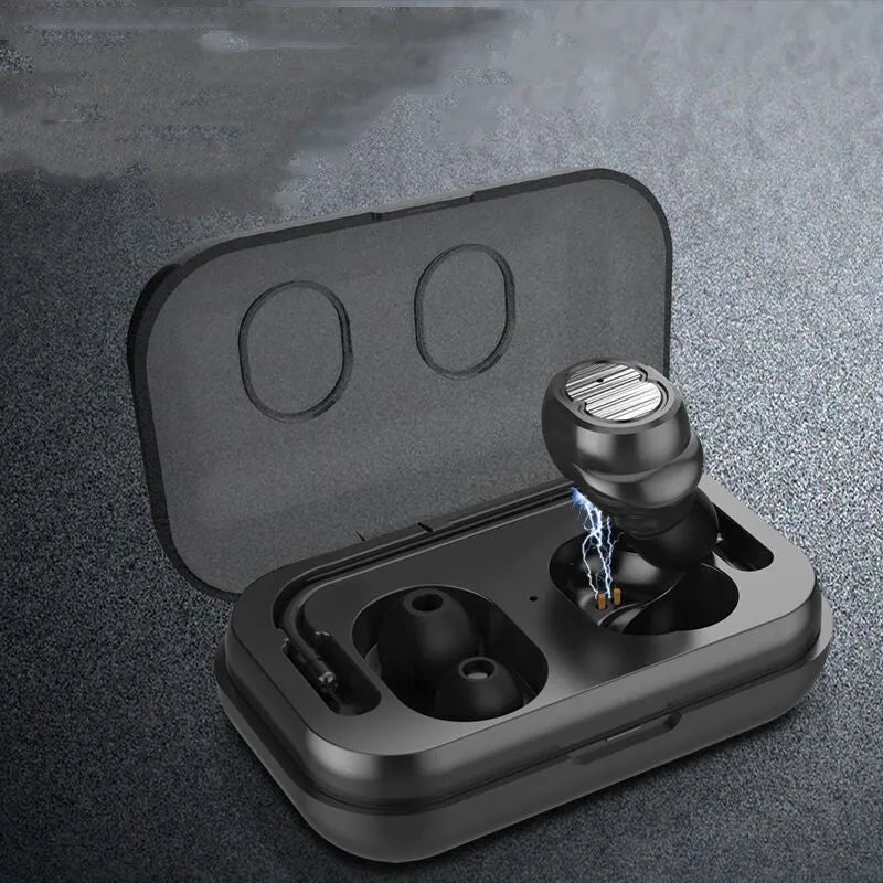 X6 touch Bluetooth headset invisible wireless earphones in black, red, and white with charging case