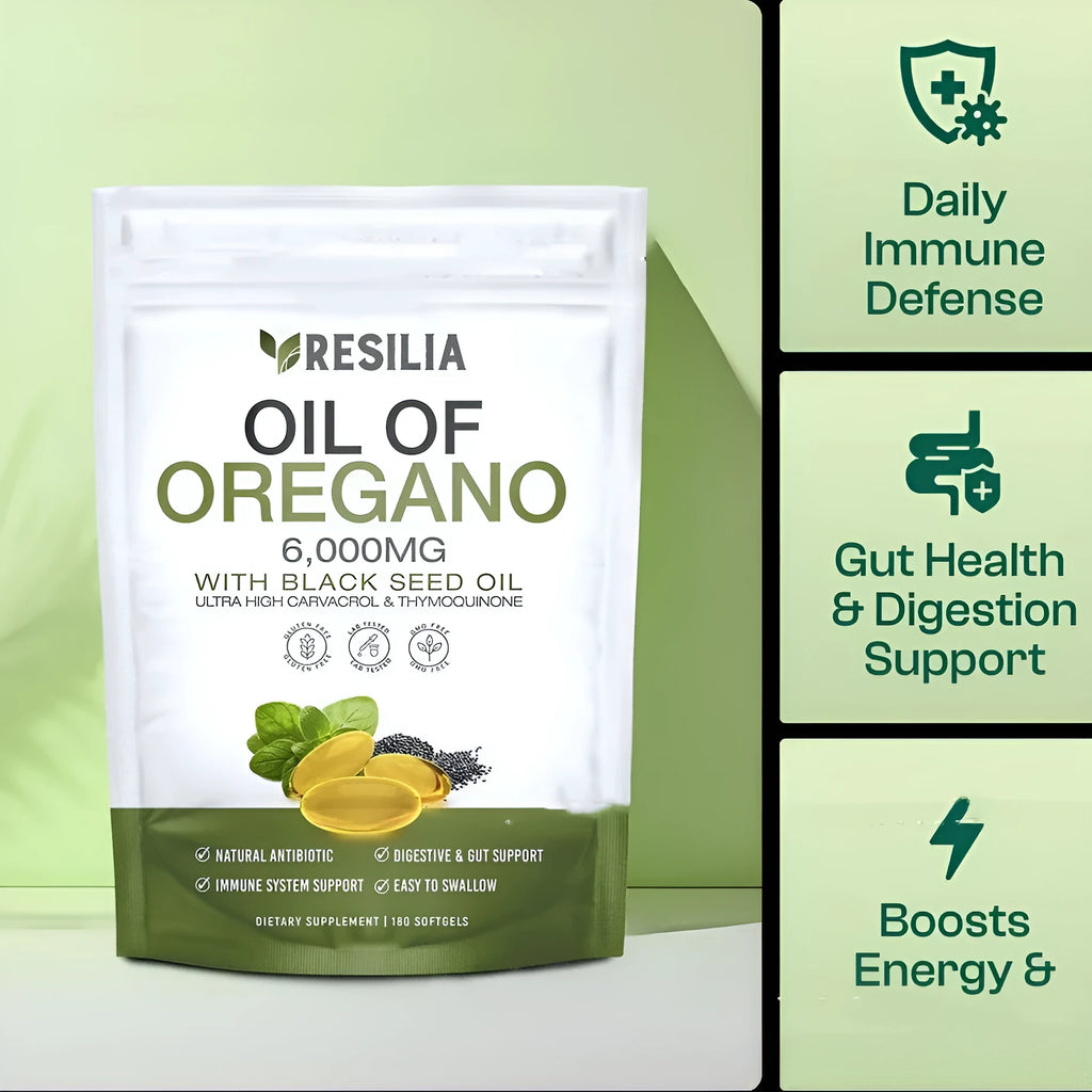 Black seed oil olive oil capsules in softgel form, available in 60 or 180 piece packs