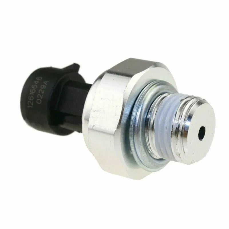 Oil pressure sensor for Buick Chevrolet cars with part numbers 12573107 12677836 visible.