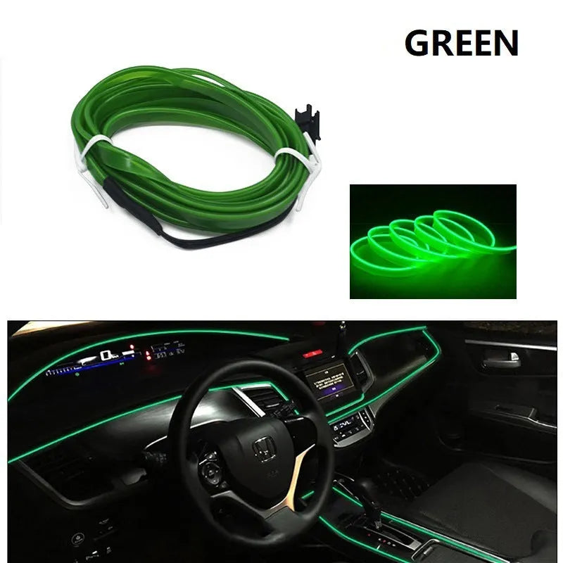 Six-metre long USB-powered LED light cable for car interior ambient lighting in multiple colour options