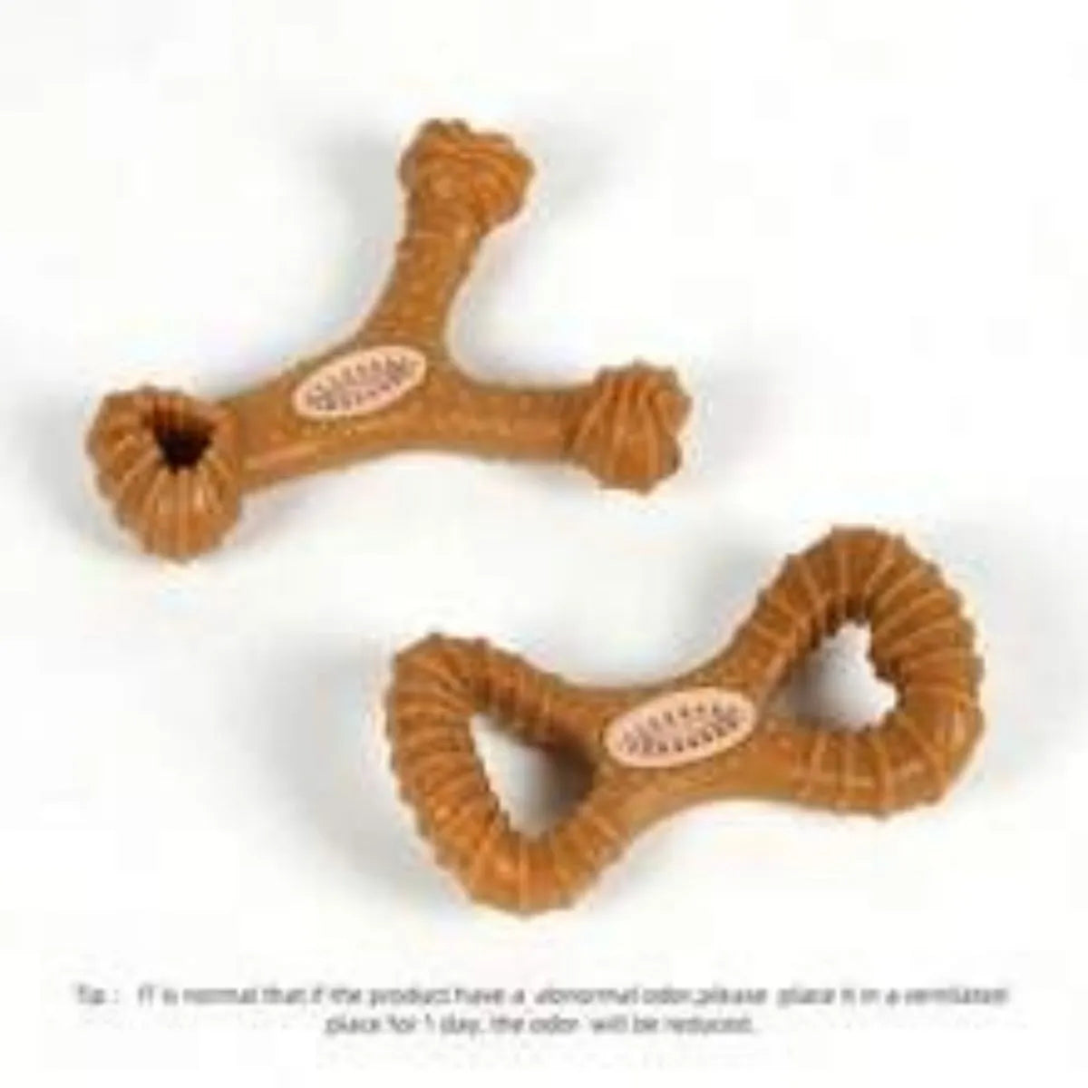 Dog chew toy bone with textured surface for teeth cleaning in 8-shape and Y-shape designs