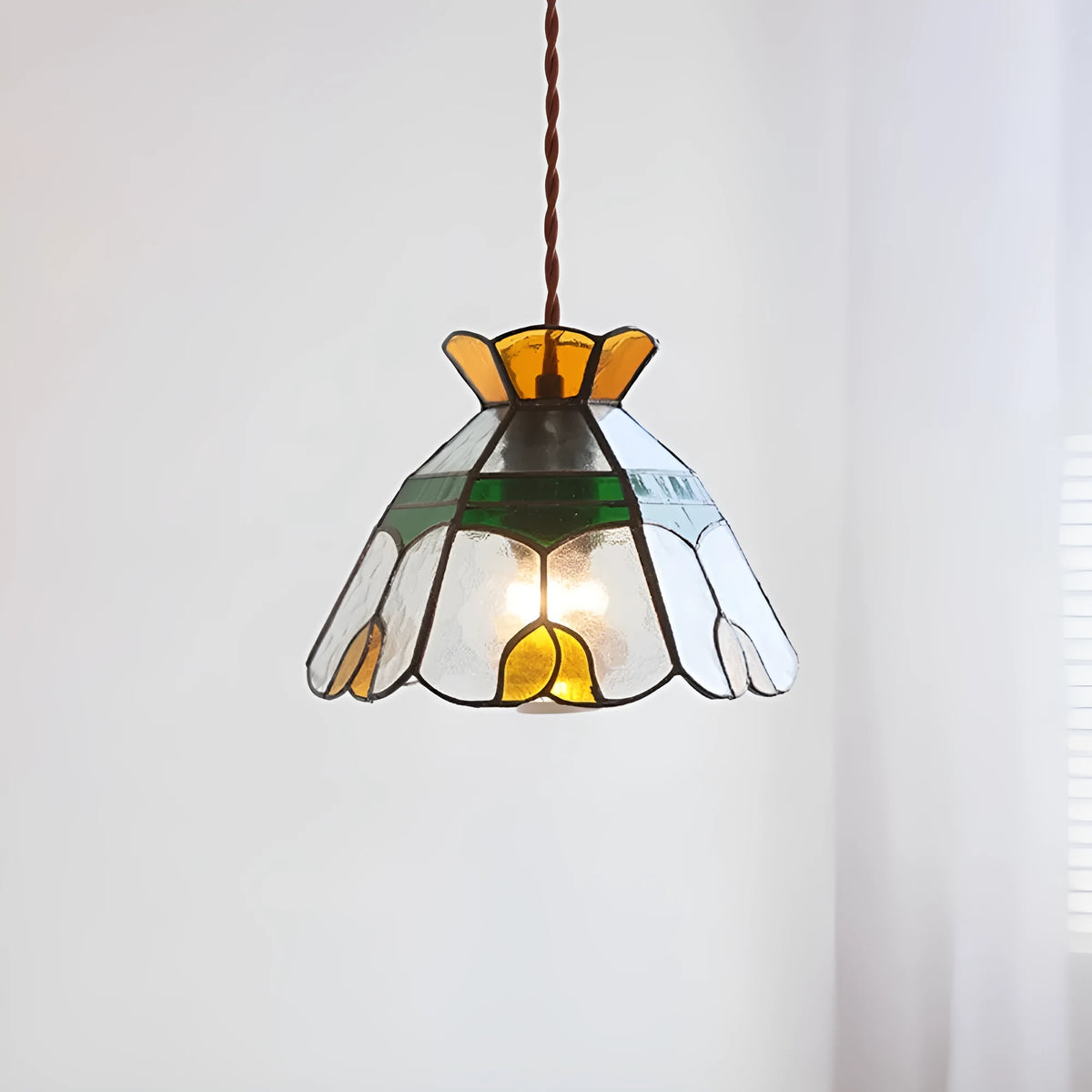 MD-0365 handmade glass chandelier bedside lamp with ABS chassis on ceiling