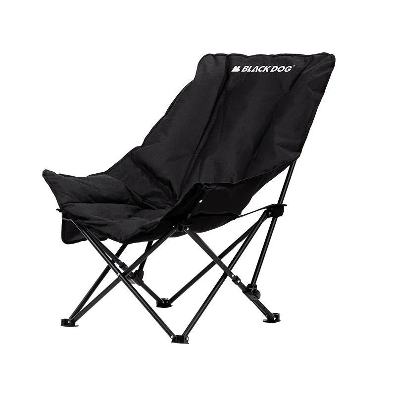 Night Black portable camping recliner folding chair with Oxford cloth seat