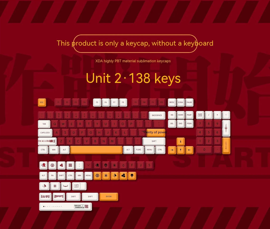 138 PBT sublimation keycaps in a boy and girl colour matching design laid out on a table.