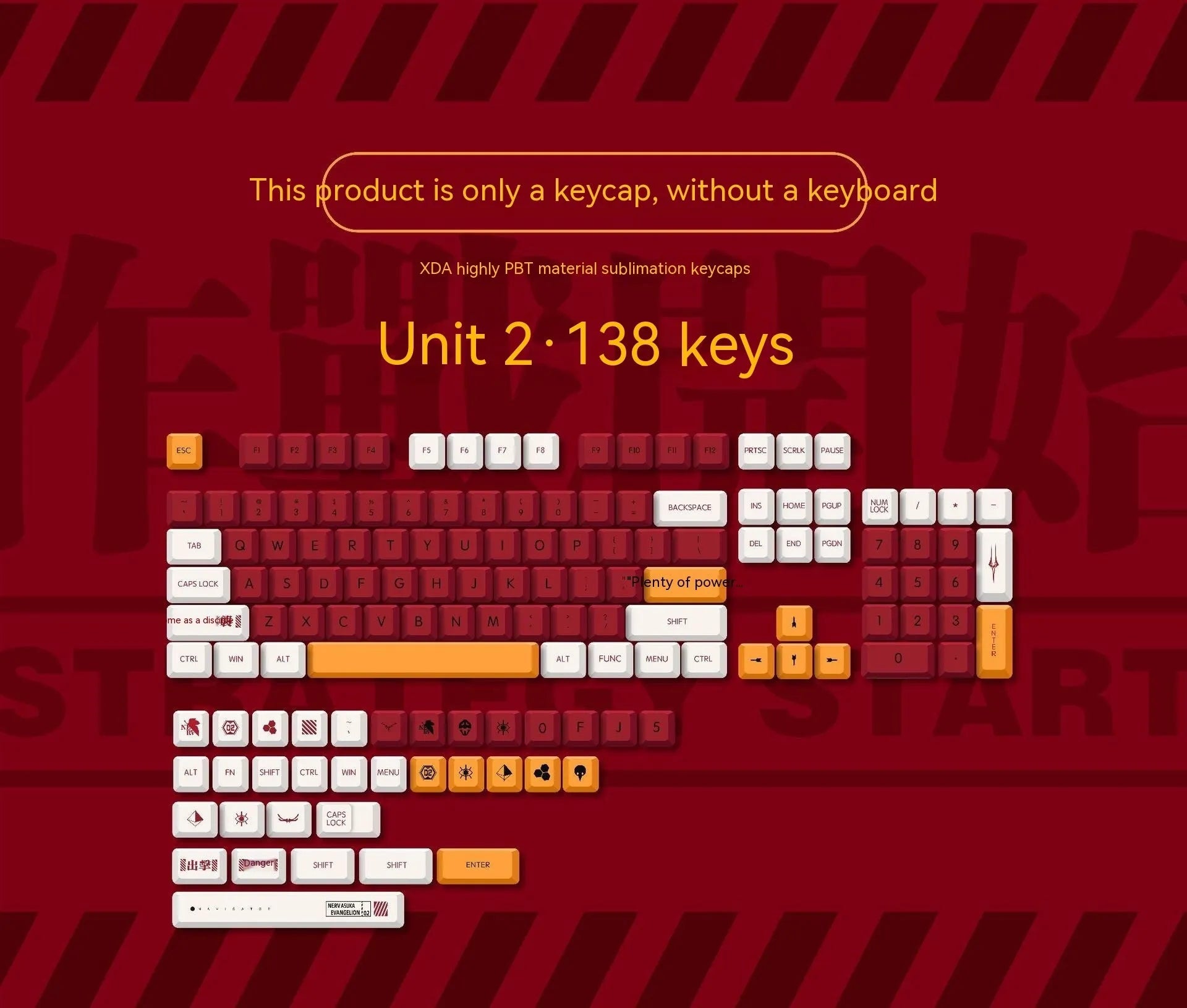 138 PBT sublimation keycaps in a boy and girl colour matching design laid out on a table.