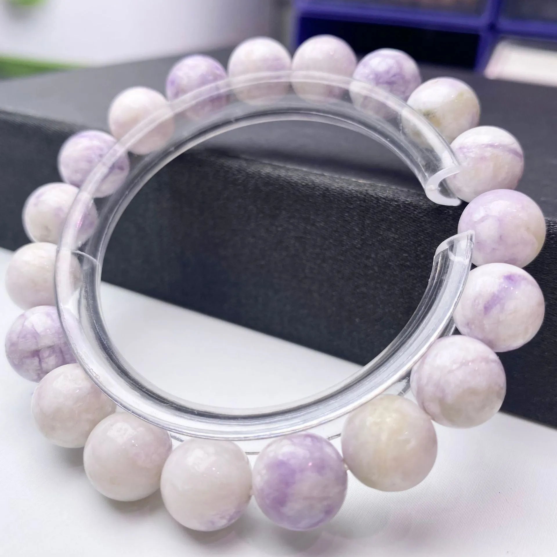 Purple turquoise women's bracelet with adjustable closure showing natural gemstone beads