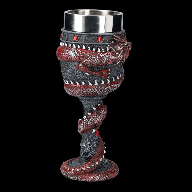 3D dragon design stainless steel red wine glass in gold or red colour with 200ml capacity