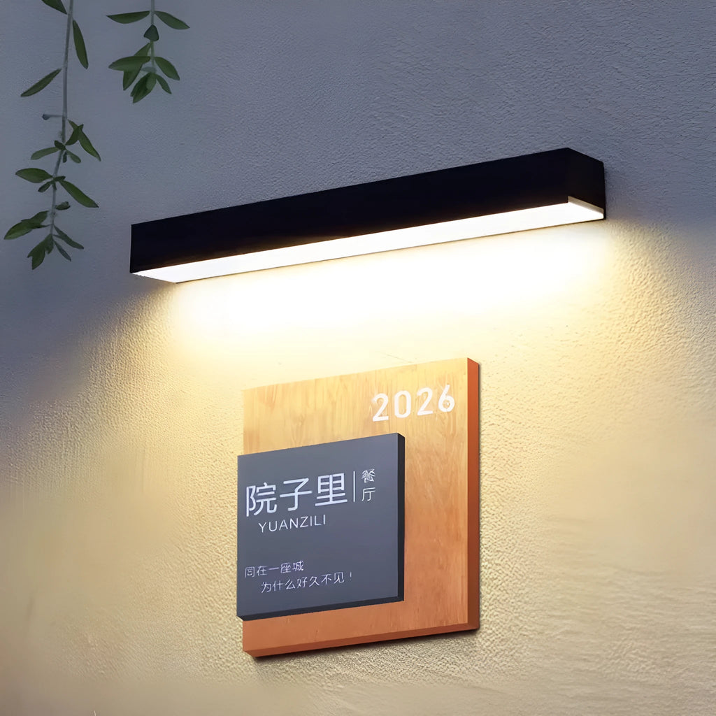 Black ABS plastic solar wall lamp for outdoor garden and pathway lighting