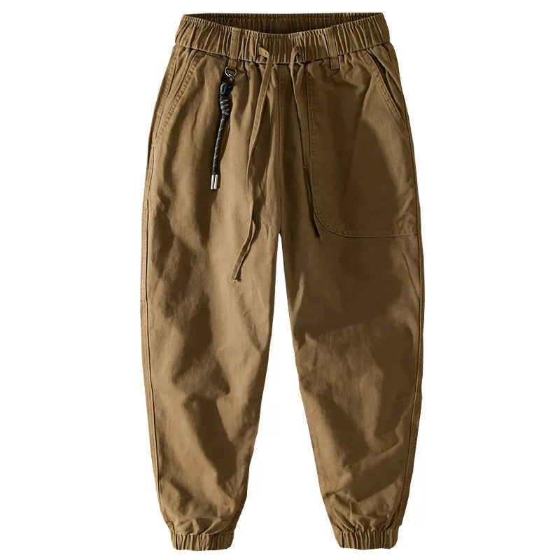 Men's cotton overalls with drawstring waist and ankle banded cuffs in Army Green colour