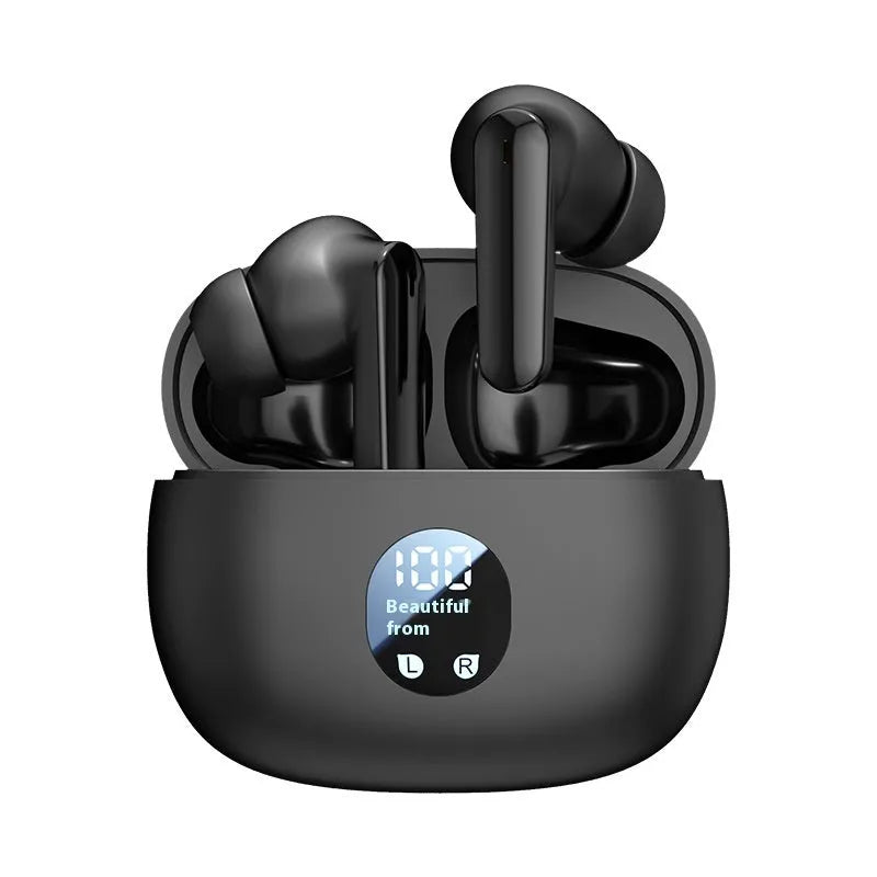 Game low latency wireless sports headset with digital display and noise reduction, available in black colour