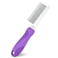Purple pet detangling comb with stainless steel teeth for cat and dog grooming