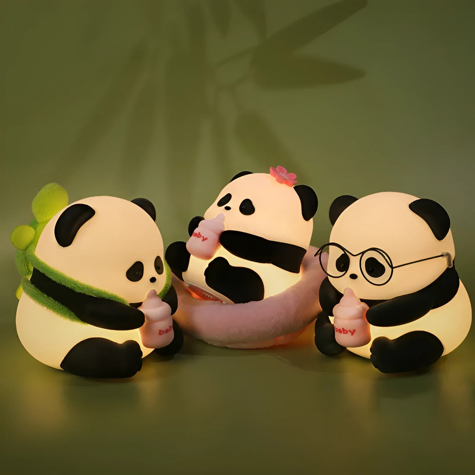 Flower Panda colourful silicone pat lamp night light with cartoon design