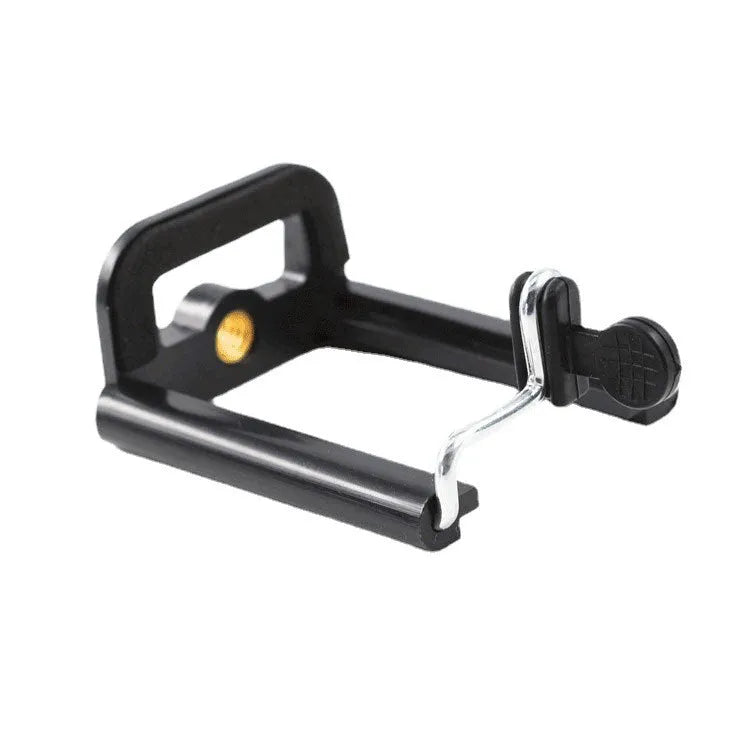Black plastic U clip mobile phone holder showing universal bracket design