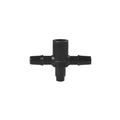 A white or black PE plastic tee water distributor joint for micro spray irrigation systems.