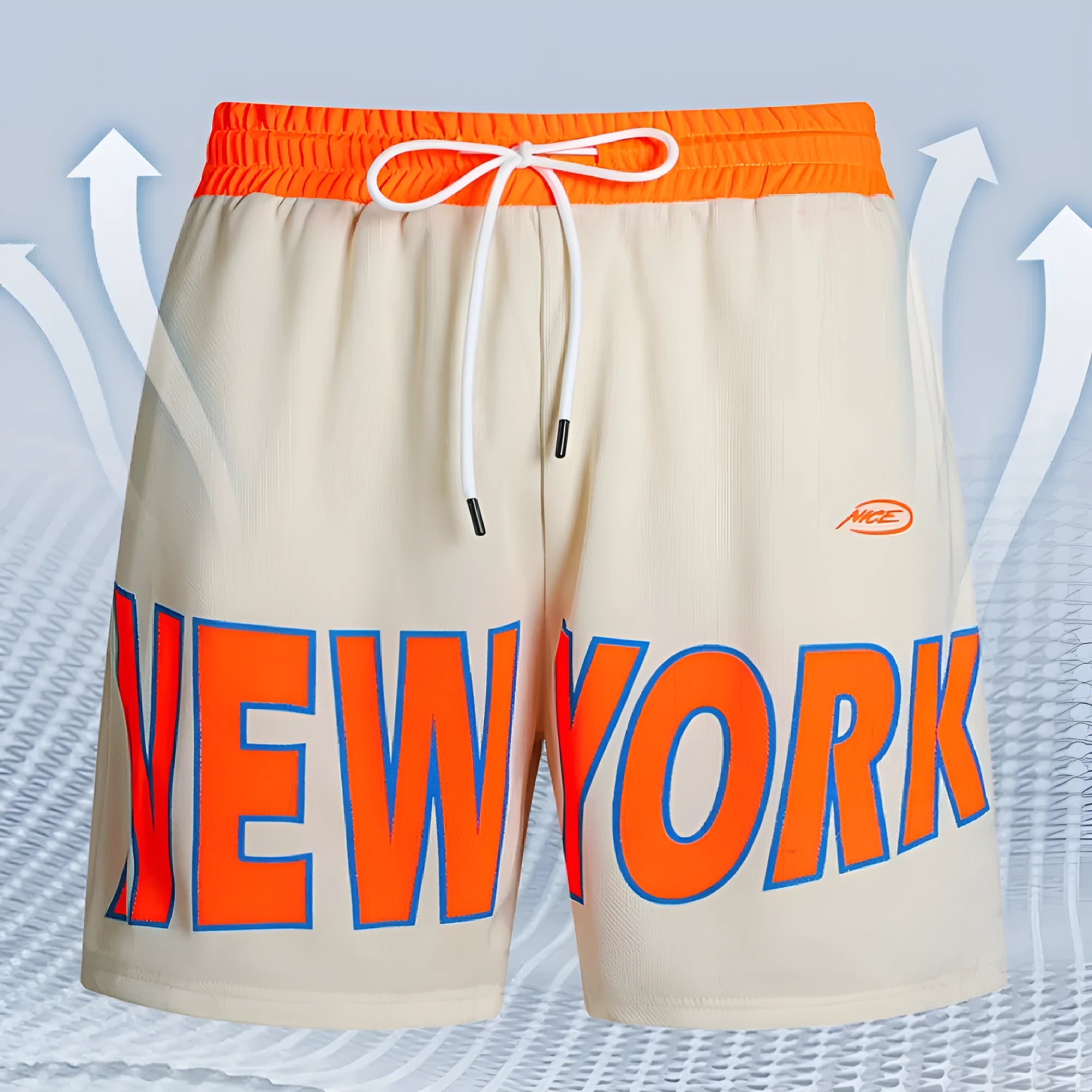 Korean style straight-leg men's shorts with printed letter design in black colour.
