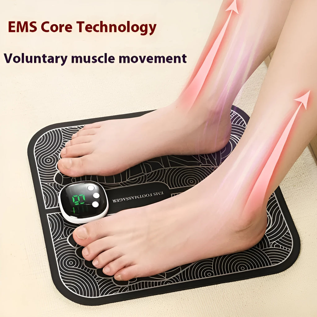 Rechargeable reflexology foot massager mat with USB charging cable and remote control