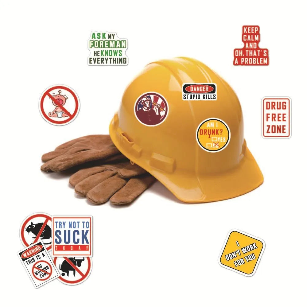 Waterproof warning slogan stickers for motorcycle helmets and skateboards, 50 pack