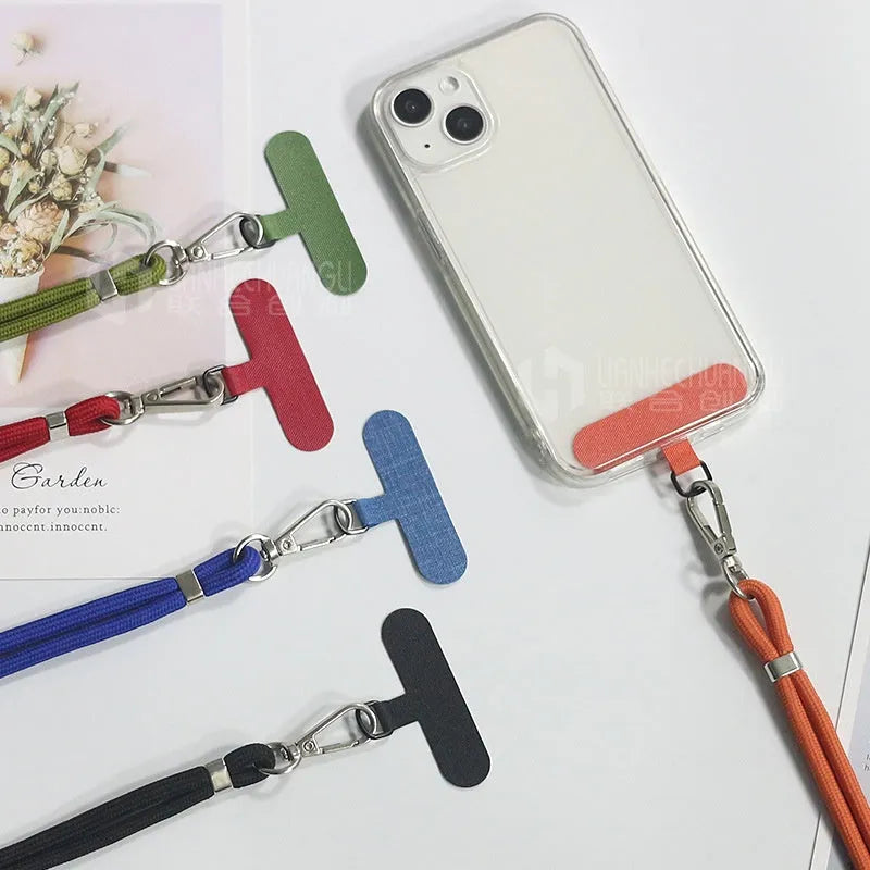 General drop-resistant phone lanyard in nylon with injection-moulded clip and gasket, 160cm length, 12g weight, available in multiple colours