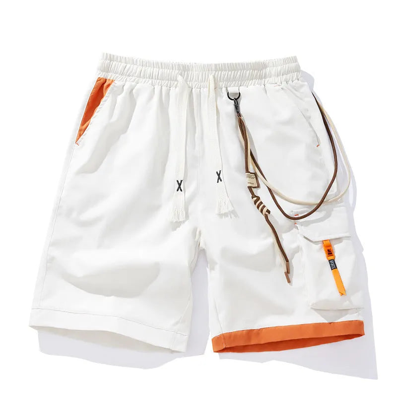 Men's bamboo fibre sports shorts in plus sizes with high elasticity waistband and straight leg design