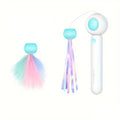 Retractable cat teaser stick with replacement feather head, 85g, available in blue or pink