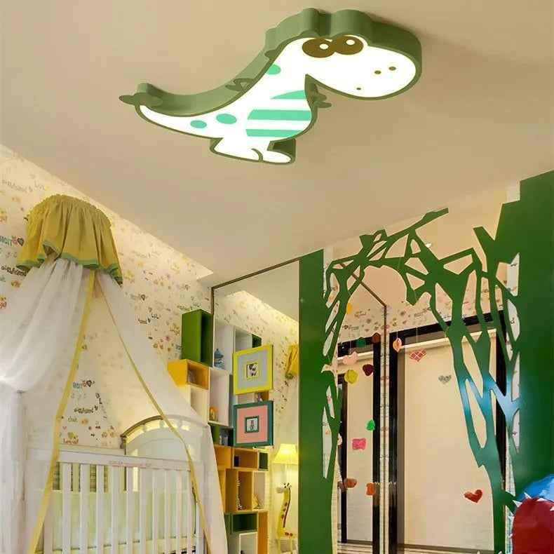 Cartoon dinosaur design ceiling light with PVC shade and aluminium body in 48cm diameter