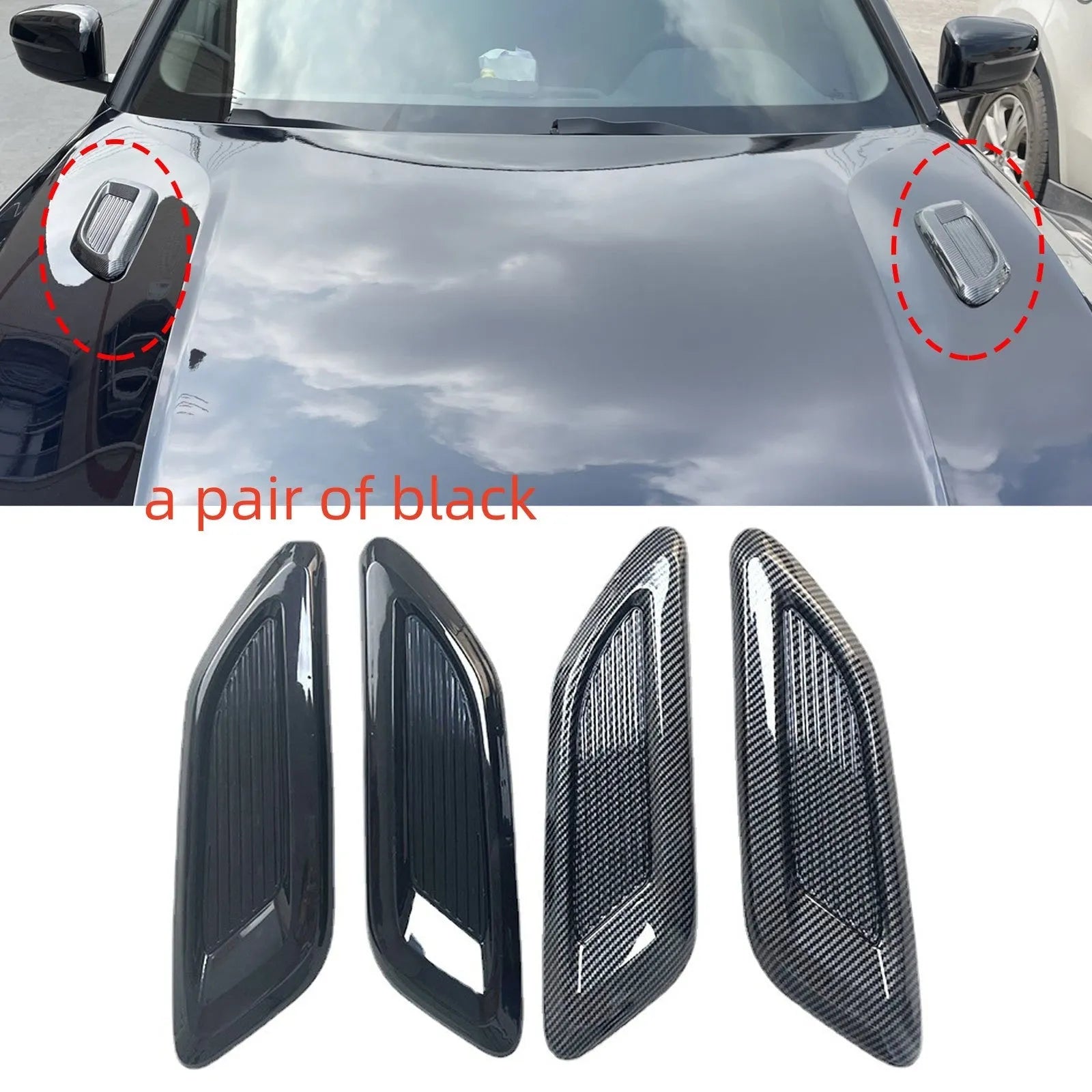 Car engine decorative cover and side air vent shroud kit in black or carbon fibre finish for Audi Volkswagen Mercedes BMW