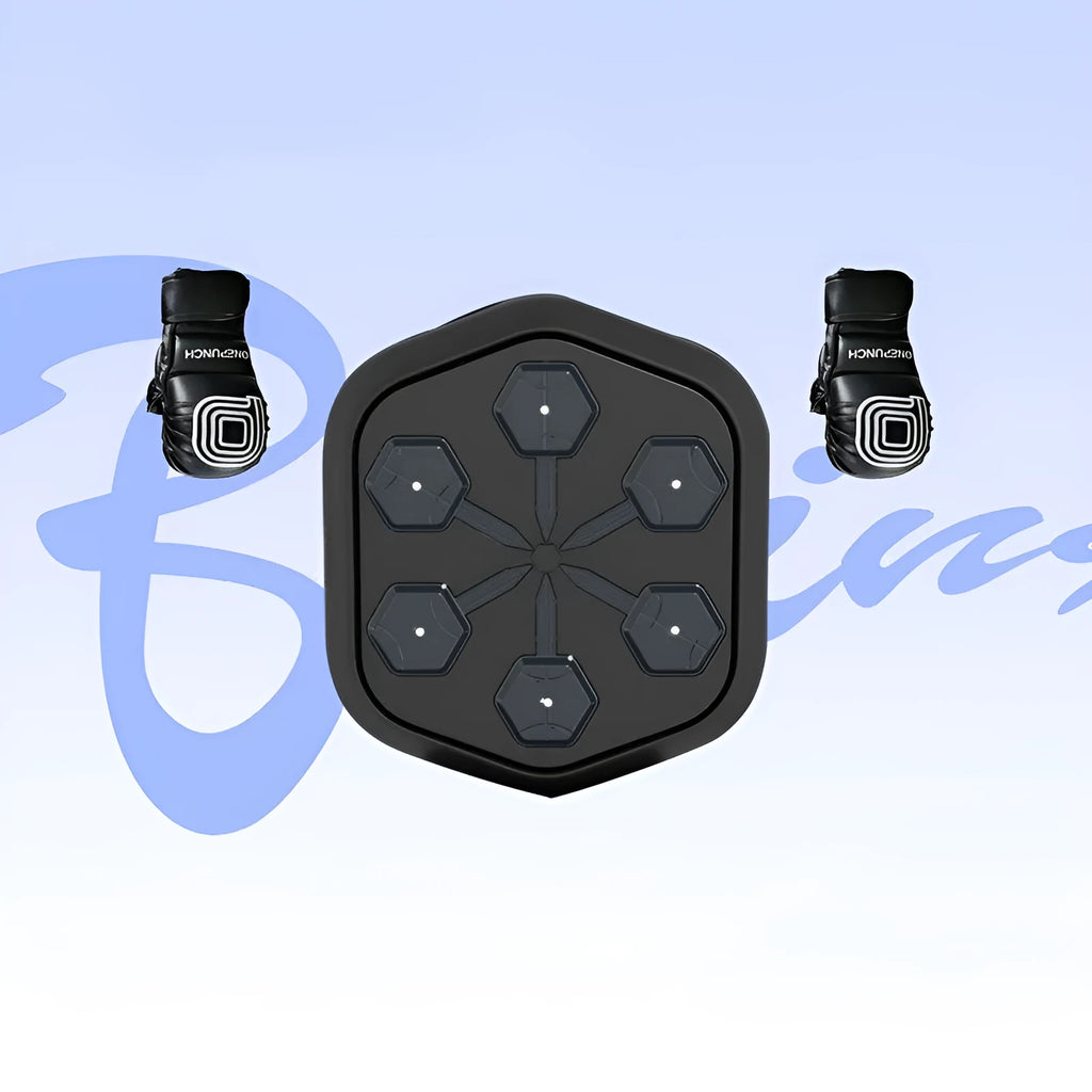 Smart black boxing machine with Bluetooth connection and included gloves