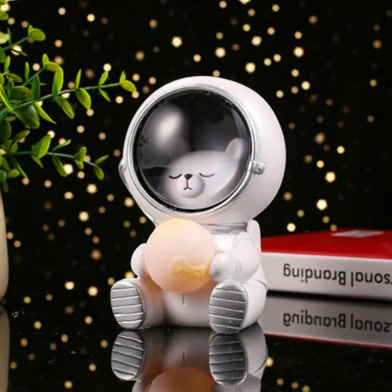Starry sky animal night light with resin bear design and LED illumination