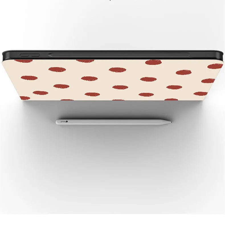 Wave point coloured flip tri-fold silicone tablet case with pen slot for iPad 10.2 inch