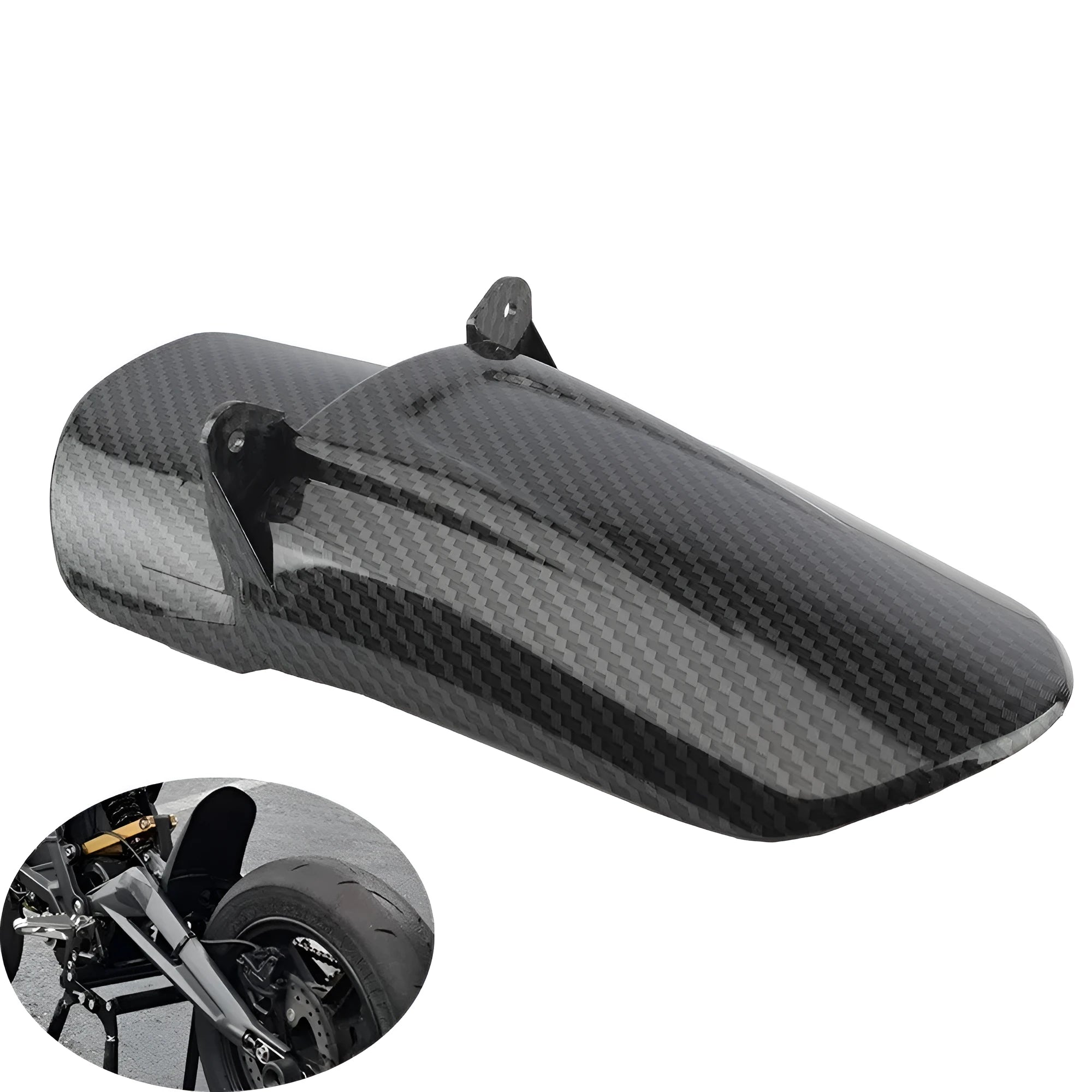 Carbon fibre motorcycle rear shock absorber fender for Light Bee models with standard mudguard design