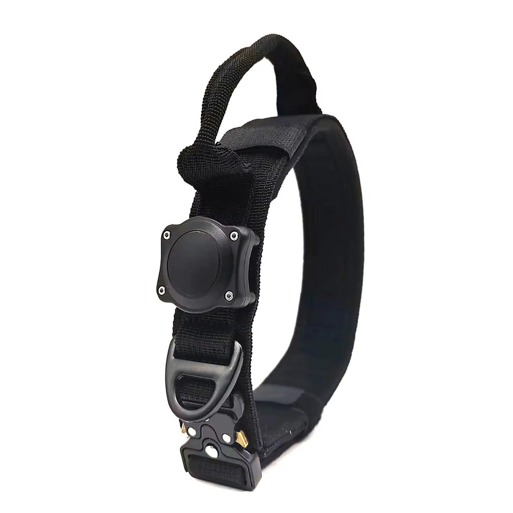 Tactical waterproof dog collar with positioning ring in army green colour