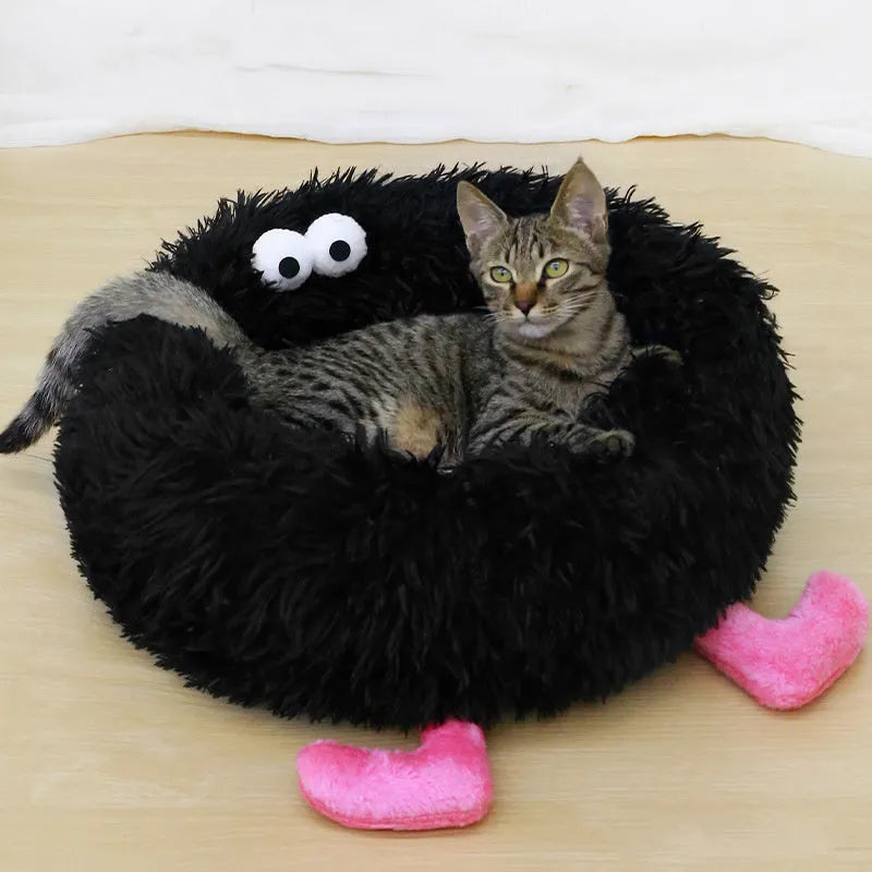 Plush pet bed nest in black, pink or yellow for small dogs up to 10kg